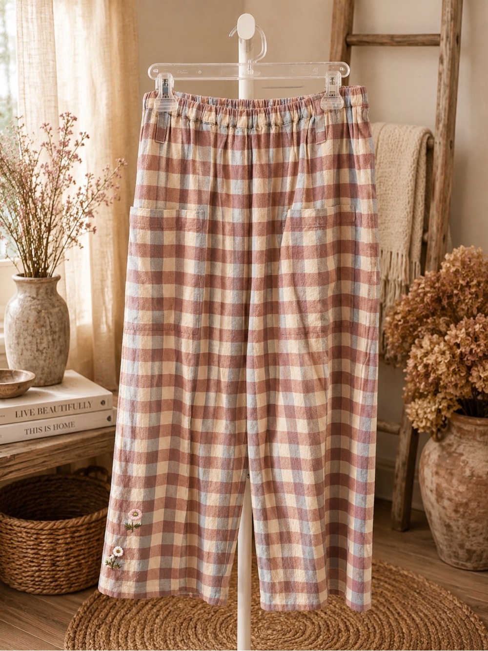 EWA I WALLA HENNY GINGHAM 100% Cotton Sz M waist 21’